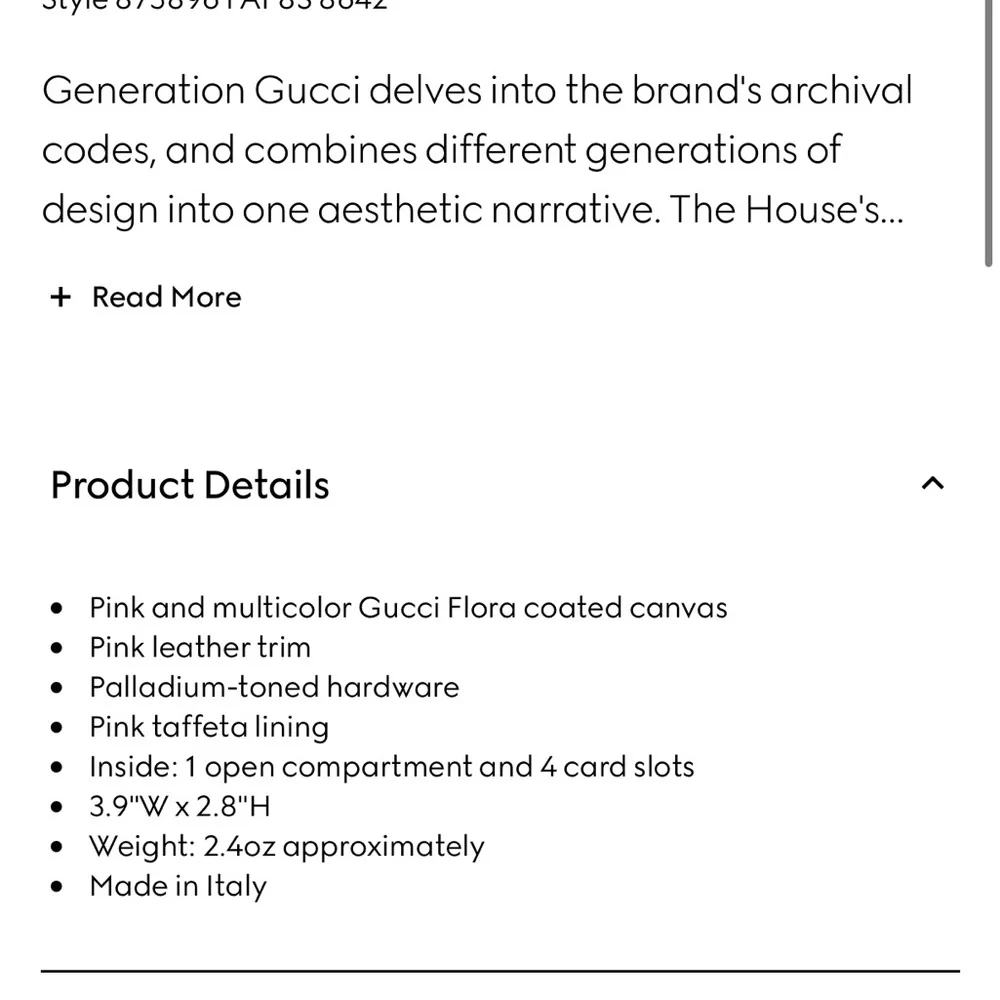 Gucci Flora-motif card case in pink multi colored canvas NEW $330 women’s
